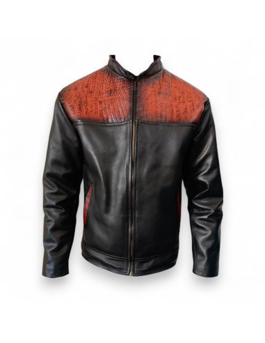 Chamarra modelo Davis Piel de Ternera y Caimán