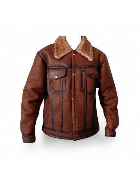 Chamarra modelo Levis Piel de Borrego Zalea Volteada Puntas