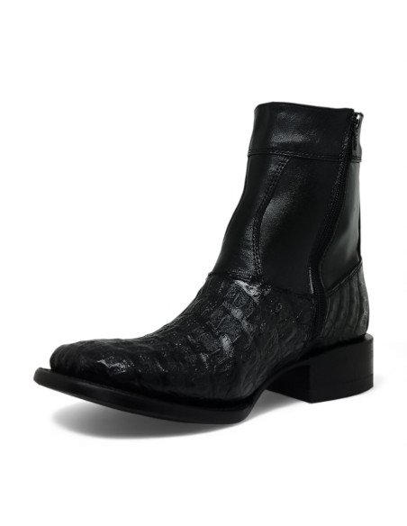 Botin de Caballero Estilo Mateo Horma Bulldog Caimán Back Negro