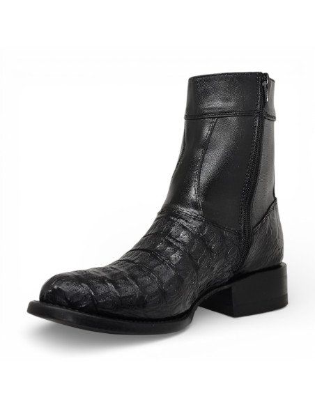 Botin de Caballero Estilo Mateo Horma Oval Caimán Back Negro