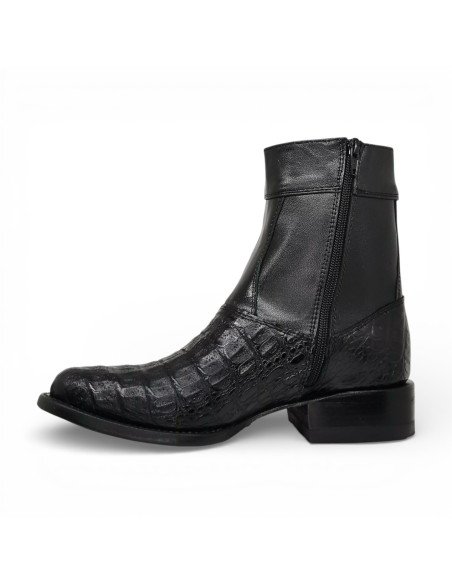 Botin de Caballero Estilo Mateo Horma Oval Caimán Back Negro