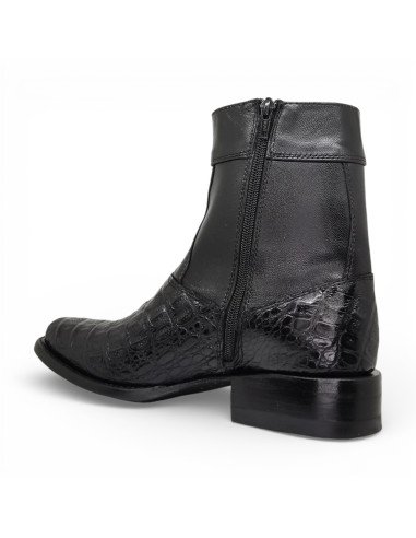 Botin de Caballero Estilo Mateo Horma Oval Caimán Back Negro