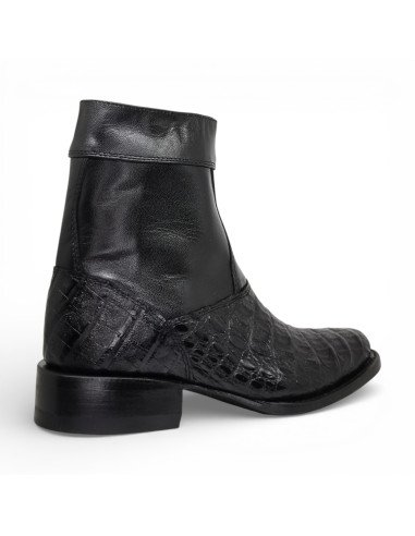 Botin de Caballero Estilo Mateo Horma Oval Caimán Back Negro