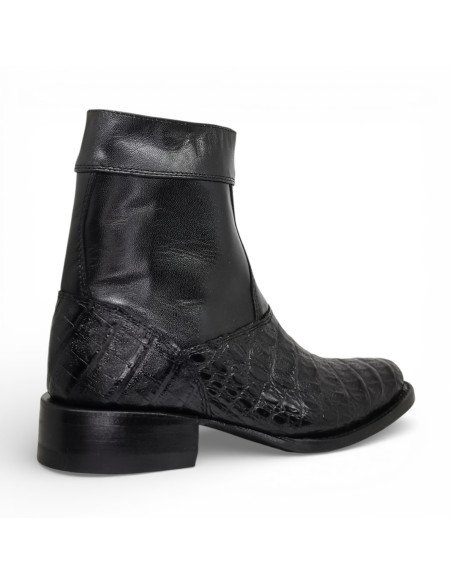 Botin de Caballero Estilo Mateo Horma Oval Caimán Back Negro