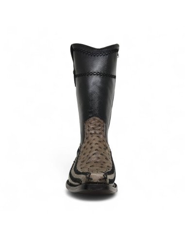 Bota Vaquera de Caballero Holanda Estilo Dante Avestruz Gris Oxford