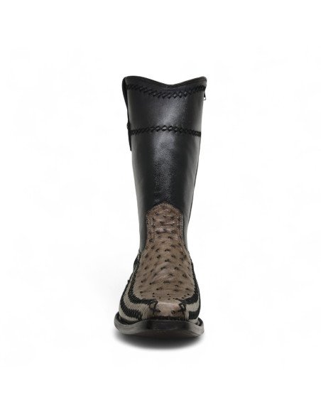 Bota Vaquera de Caballero Holanda Estilo Dante Avestruz Gris Oxford
