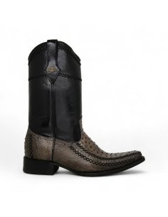 Bota Vaquera de Caballero Holanda Avestruz Gris Oxford 2