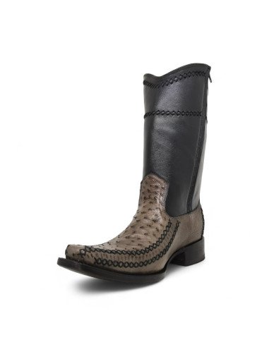 Bota Vaquera de Caballero Holanda Estilo Dante Avestruz Gris Oxford