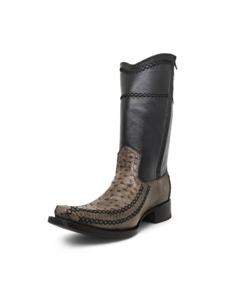 Bota Vaquera de Caballero Holanda Estilo Dante Avestruz Gris Oxford
