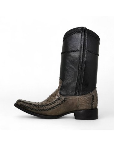 Bota Vaquera de Caballero Holanda Estilo Dante Avestruz Gris Oxford