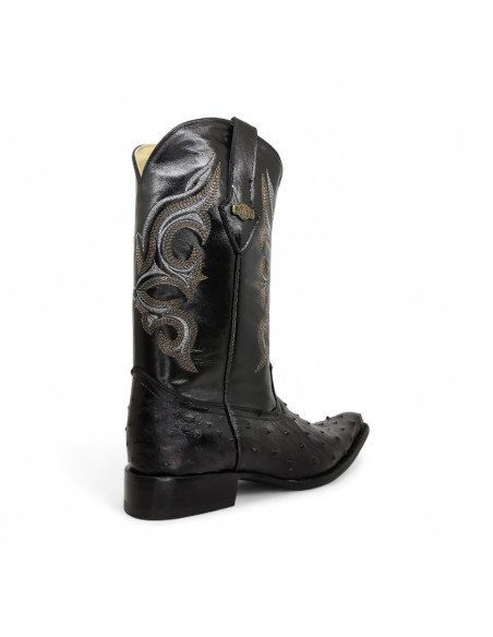 Botas Vaqueras de Caballero Horma Holanda Avestruz Negro
