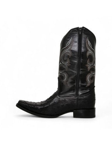 Botas Vaqueras de Caballero Horma Holanda Avestruz Negro