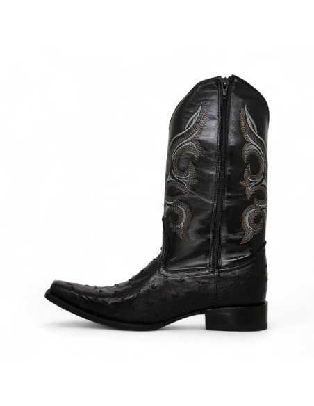 Botas Vaqueras de Caballero Horma Holanda Avestruz Negro