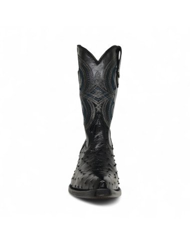 Bota Vaquera de Caballero Holanda Avestruz Gris Negro