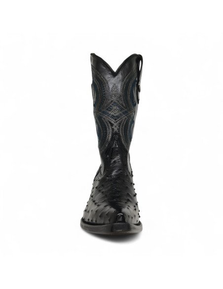Bota Vaquera de Caballero Holanda Avestruz Gris Negro