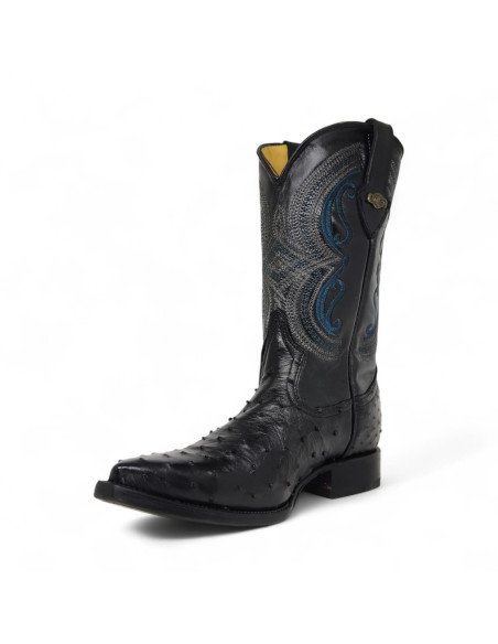 Bota Vaquera de Caballero Holanda Avestruz Gris Negro