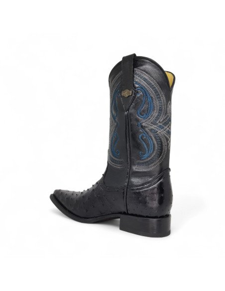 Bota Vaquera de Caballero Holanda Avestruz Gris Negro