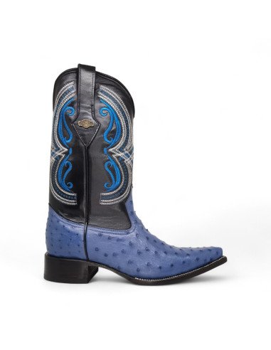 Bota Vaquera de Caballero Horma Lager Avestruz Azul