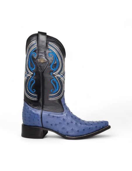 Bota Vaquera de Caballero Horma Lager Avestruz Azul