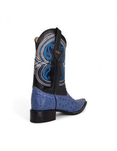Bota Vaquera de Caballero Horma Lager Avestruz Azul