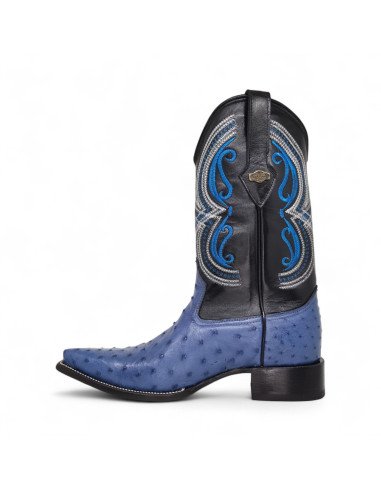 Bota Vaquera de Caballero Horma Lager Avestruz Azul