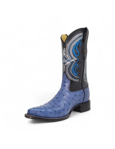 Bota Vaquera de Caballero Horma Lager Avestruz Azul