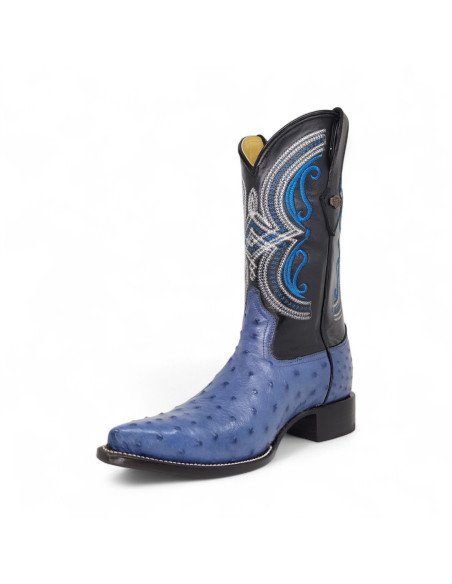 Bota Vaquera de Caballero Horma Lager Avestruz Azul