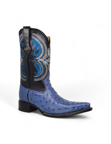 Bota Vaquera de Caballero Horma Lager Avestruz Azul