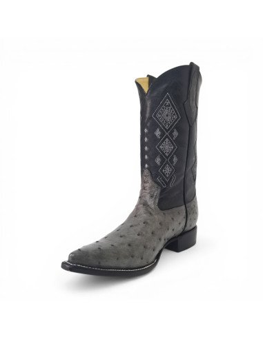 Bota Vaquera de Caballero Horma Lager Avestruz Gris Oxford