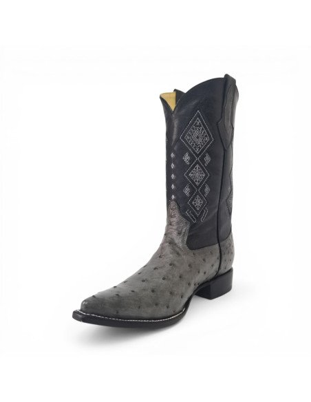 Bota Vaquera de Caballero Horma Lager Avestruz Gris Oxford