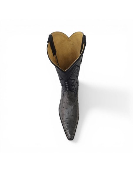Bota Vaquera de Caballero Horma Lager Avestruz Gris Oxford