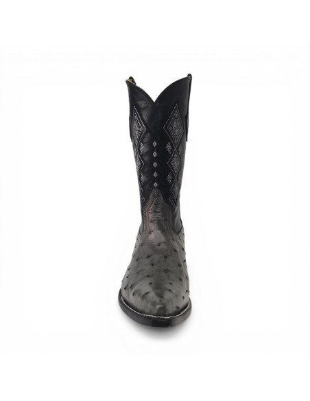 Bota Vaquera de Caballero Horma Lager Avestruz Gris Oxford
