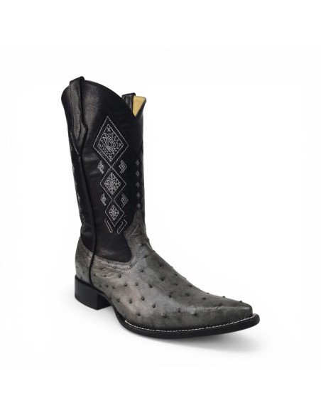 Bota vaquera lager avestruz gris oxford