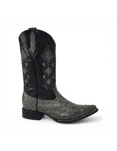 Bota Vaquera de Caballero Horma Lager Avestruz Gris Oxford