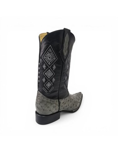 Bota Vaquera de Caballero Horma Lager Avestruz Gris Oxford
