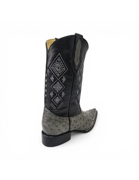 Bota Vaquera de Caballero Horma Lager Avestruz Gris Oxford