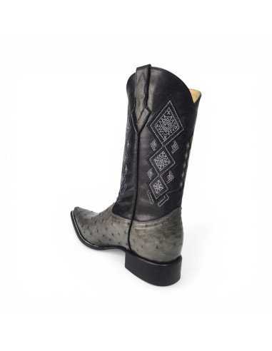 Bota Vaquera de Caballero Horma Lager Avestruz Gris Oxford
