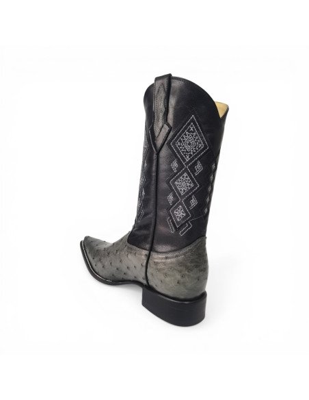 Bota Vaquera de Caballero Horma Lager Avestruz Gris Oxford