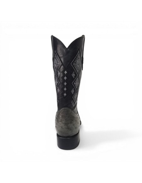 Bota Vaquera de Caballero Horma Lager Avestruz Gris Oxford