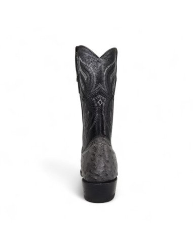 Bota Vaquera de Caballero Horma Oval Avestruz Gris Oxford