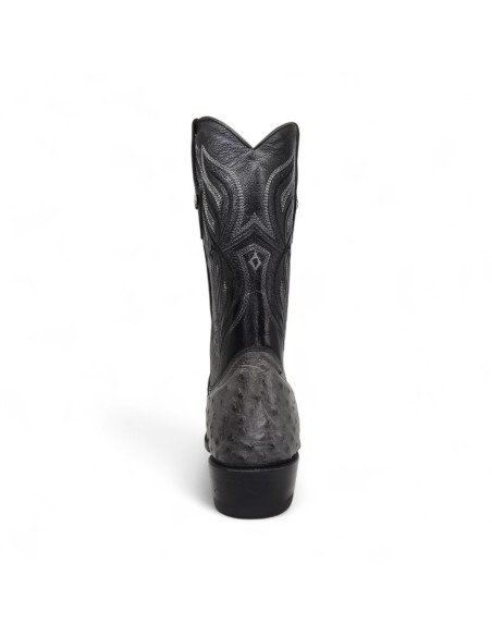 Bota Vaquera de Caballero Horma Oval Avestruz Gris Oxford