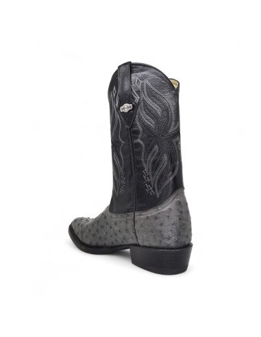 Bota Vaquera de Caballero Horma Oval Avestruz Gris Oxford