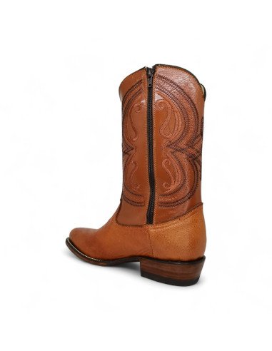 Bota Vaquera de Caballero Horma Oval Panza de Avestruz Miel
