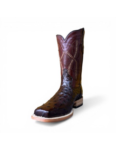 Bota Vaquera de Caballero Horma Rodeo Avestruz Café