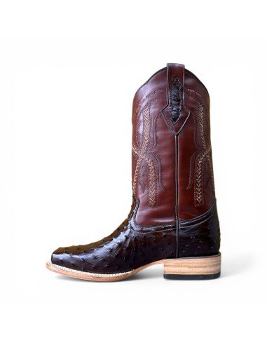 Bota Vaquera de Caballero Horma Rodeo Avestruz Café