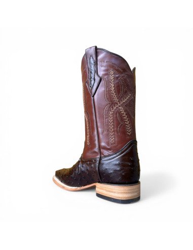 Bota Vaquera de Caballero Horma Rodeo Avestruz Café