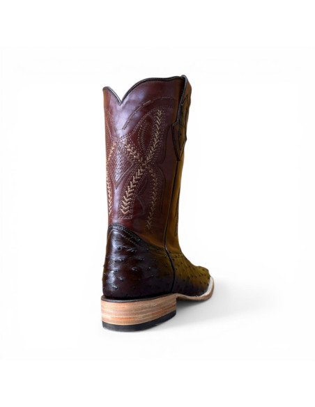 Bota Vaquera de Caballero Horma Rodeo Avestruz Café