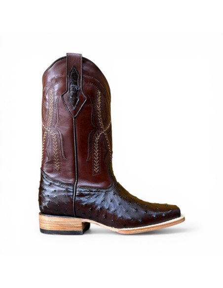 Bota Vaquera de Caballero Horma Rodeo Avestruz Café