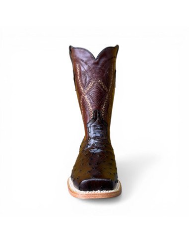 Bota Vaquera de Caballero Horma Rodeo Avestruz Café