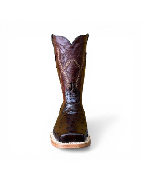 Bota Vaquera de Caballero Horma Rodeo Avestruz Café